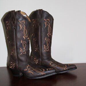 Corky's Gypsy Girl Leather Embroidered Cowgirl Boots Women's Size 8